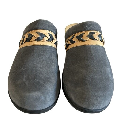 Spenco Topanga Clog Mule Blue Beige 10D Suede Braided Slip On Flat Comfort - Picture 5 of 14